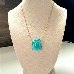 Aqua Aura 3 quartz pendent necklace